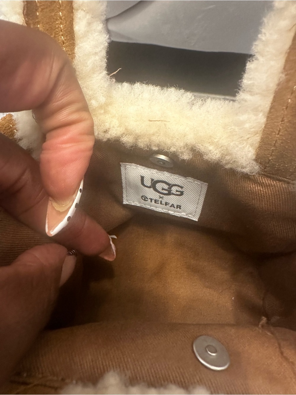 Ugg Telfar Brown Shearling Mini Tote - Picture 3 of 5